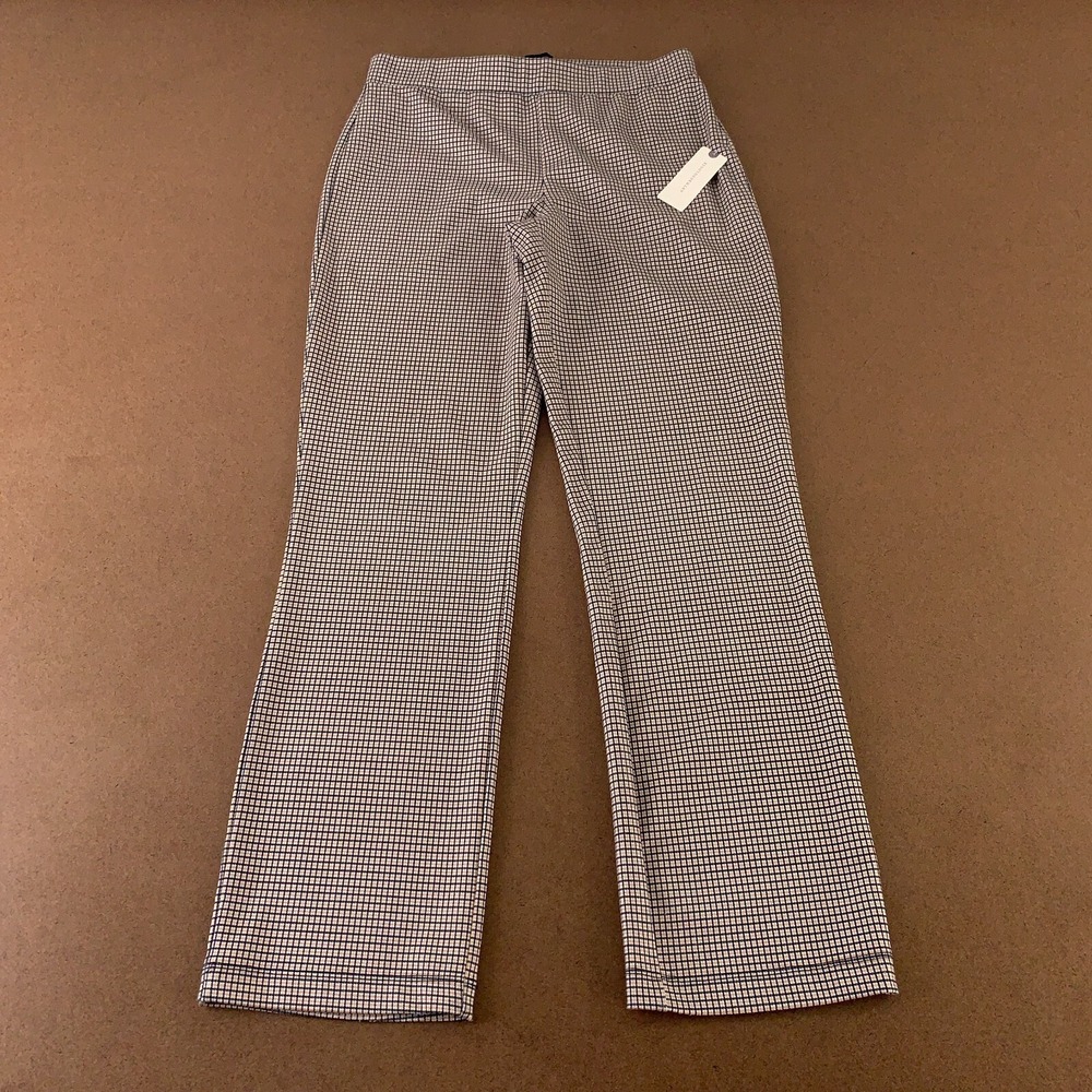 Sanctuary x Anthropologie Womens‎ XS Neutral Check Pull On Flare Leggings NWT